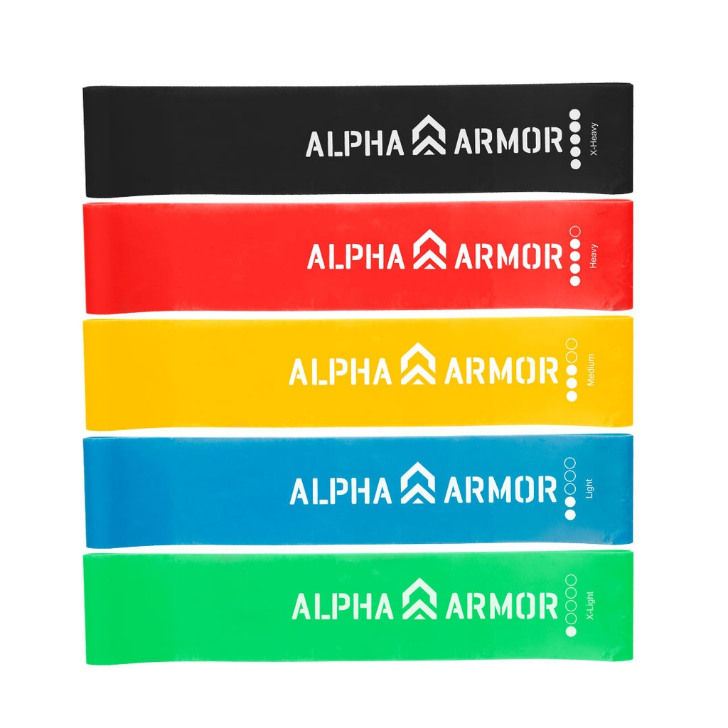BANDAS DE RESISTENCIA MULTIFUNCIONAL ALPHA ARMOR® SET 5 PZAS